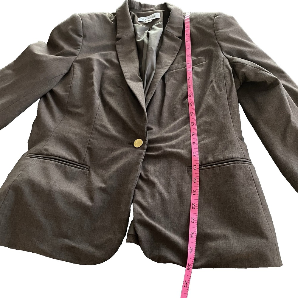 Calvin Klein Women's Brown One Button Closure Padded Blazer Size 12 - Picture 12 of 12